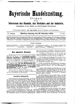 Bayerische Handelszeitung Samstag 23. Dezember 1876