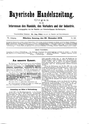 Bayerische Handelszeitung Samstag 30. Dezember 1876