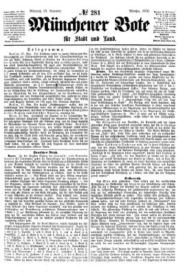 Münchener Bote für Stadt und Land Mittwoch 29. November 1876