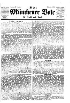 Münchener Bote für Stadt und Land Samstag 2. Dezember 1876