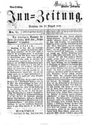 Inn-Zeitung Sonntag 20. August 1876