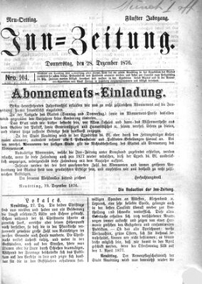 Inn-Zeitung Donnerstag 28. Dezember 1876