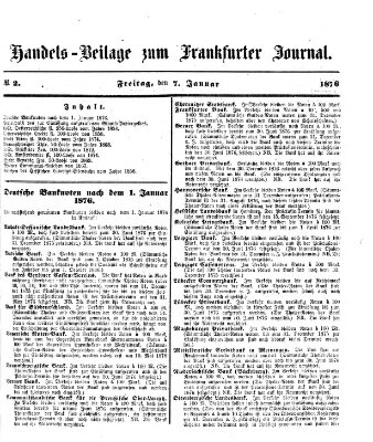 Frankfurter Journal. Handels-Beilage zum Frankfurter Journal (Frankfurter Journal) Freitag 7. Januar 1876