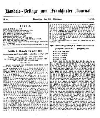 Frankfurter Journal. Handels-Beilage zum Frankfurter Journal (Frankfurter Journal) Samstag 15. Januar 1876