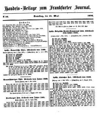 Frankfurter Journal. Handels-Beilage zum Frankfurter Journal (Frankfurter Journal) Samstag 13. Mai 1876