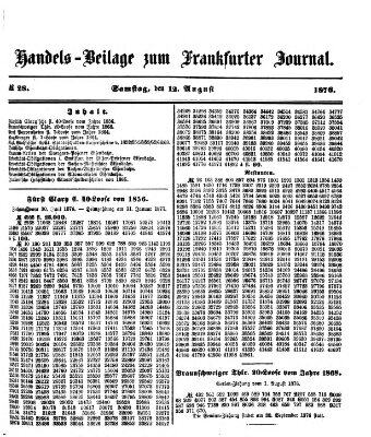 Frankfurter Journal. Handels-Beilage zum Frankfurter Journal (Frankfurter Journal) Samstag 12. August 1876