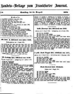 Frankfurter Journal. Handels-Beilage zum Frankfurter Journal (Frankfurter Journal) Samstag 19. August 1876