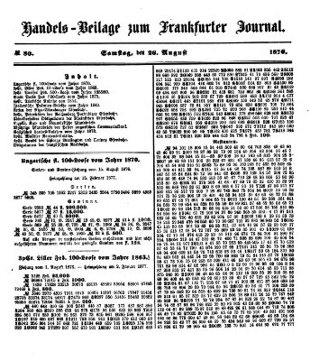 Frankfurter Journal. Handels-Beilage zum Frankfurter Journal (Frankfurter Journal) Samstag 26. August 1876