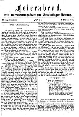 Feierabend (Straubinger Zeitung) Montag 9. Oktober 1876