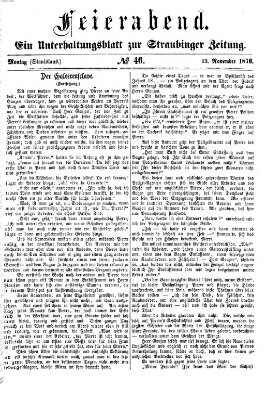 Feierabend (Straubinger Zeitung) Montag 13. November 1876