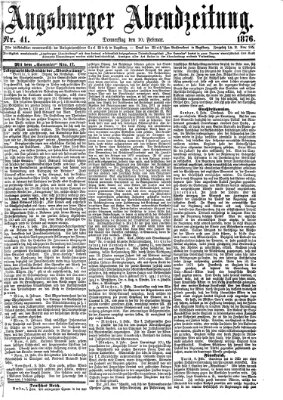 Augsburger Abendzeitung Donnerstag 10. Februar 1876