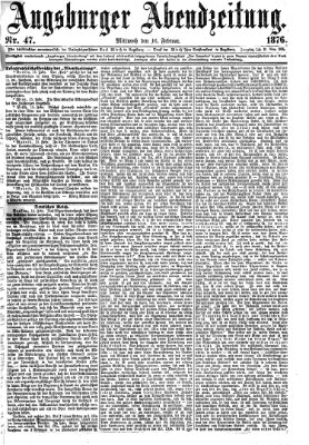 Augsburger Abendzeitung Mittwoch 16. Februar 1876