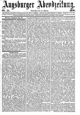 Augsburger Abendzeitung Donnerstag 24. Februar 1876