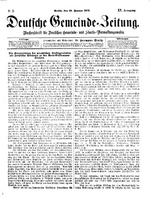 Deutsche Gemeinde-Zeitung Samstag 29. Januar 1876