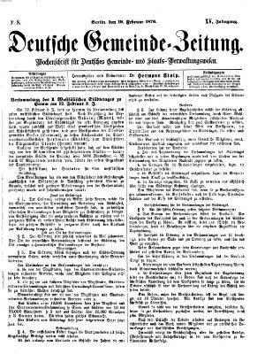 Deutsche Gemeinde-Zeitung Samstag 19. Februar 1876