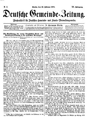 Deutsche Gemeinde-Zeitung Samstag 26. Februar 1876