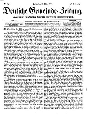 Deutsche Gemeinde-Zeitung Samstag 18. März 1876