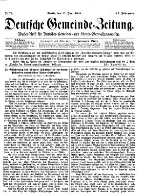 Deutsche Gemeinde-Zeitung Samstag 17. Juni 1876