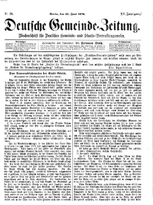 Deutsche Gemeinde-Zeitung Samstag 24. Juni 1876