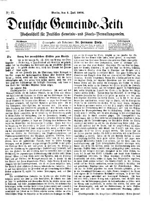 Deutsche Gemeinde-Zeitung Samstag 1. Juli 1876