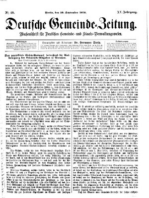 Deutsche Gemeinde-Zeitung Samstag 30. September 1876