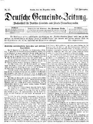 Deutsche Gemeinde-Zeitung Samstag 23. Dezember 1876