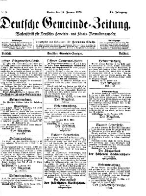 Deutsche Gemeinde-Zeitung Samstag 15. Januar 1876