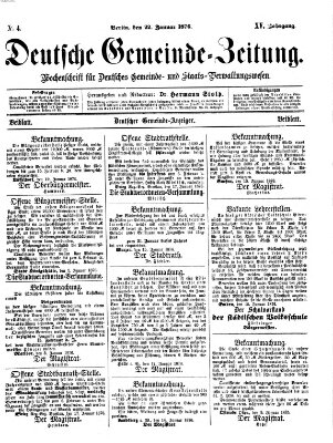 Deutsche Gemeinde-Zeitung Samstag 22. Januar 1876