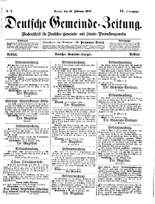 Deutsche Gemeinde-Zeitung Samstag 26. Februar 1876