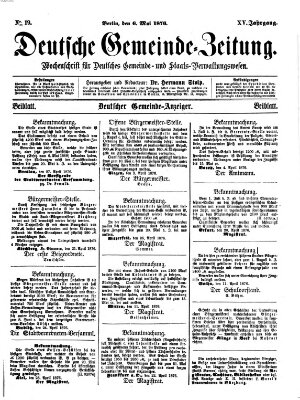 Deutsche Gemeinde-Zeitung Samstag 6. Mai 1876