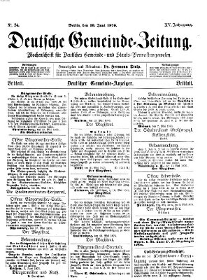 Deutsche Gemeinde-Zeitung Samstag 10. Juni 1876