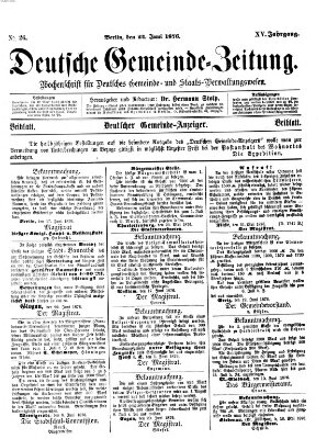 Deutsche Gemeinde-Zeitung Samstag 24. Juni 1876