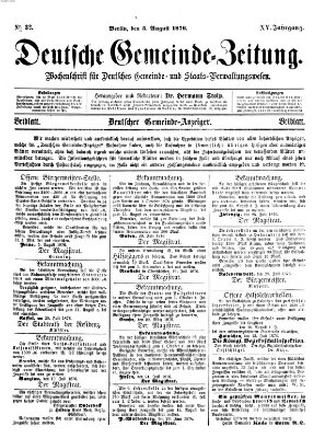 Deutsche Gemeinde-Zeitung Samstag 5. August 1876