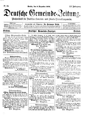 Deutsche Gemeinde-Zeitung Samstag 9. Dezember 1876