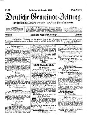 Deutsche Gemeinde-Zeitung Samstag 30. Dezember 1876