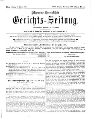 Allgemeine österreichische Gerichts-Zeitung Dienstag 18. Januar 1876