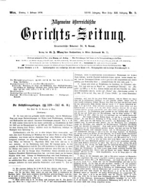 Allgemeine österreichische Gerichts-Zeitung Dienstag 1. Februar 1876