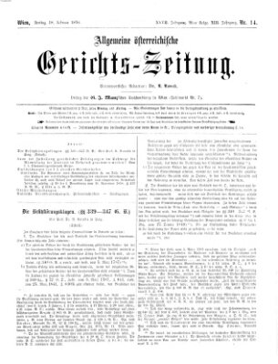 Allgemeine österreichische Gerichts-Zeitung Freitag 18. Februar 1876