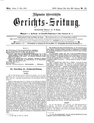 Allgemeine österreichische Gerichts-Zeitung Freitag 17. März 1876