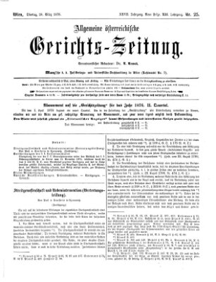 Allgemeine österreichische Gerichts-Zeitung Dienstag 28. März 1876