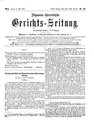 Allgemeine österreichische Gerichts-Zeitung Freitag 21. April 1876