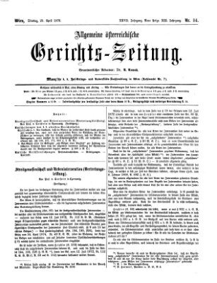 Allgemeine österreichische Gerichts-Zeitung Dienstag 25. April 1876