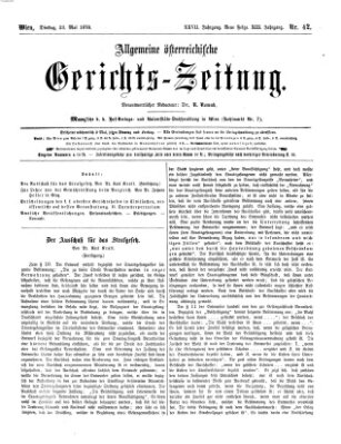 Allgemeine österreichische Gerichts-Zeitung Dienstag 23. Mai 1876