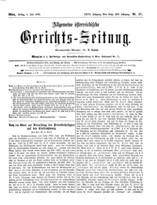 Allgemeine österreichische Gerichts-Zeitung Freitag 9. Juni 1876