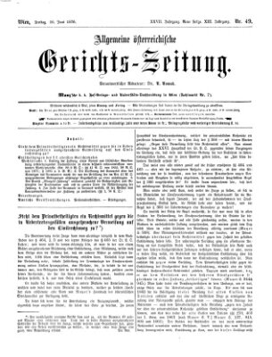 Allgemeine österreichische Gerichts-Zeitung Freitag 16. Juni 1876