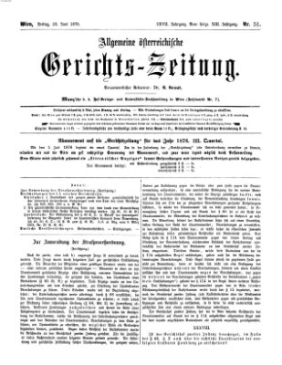 Allgemeine österreichische Gerichts-Zeitung Freitag 23. Juni 1876