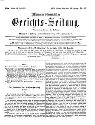 Allgemeine österreichische Gerichts-Zeitung Dienstag 27. Juni 1876