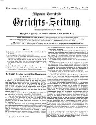 Allgemeine österreichische Gerichts-Zeitung Freitag 18. August 1876