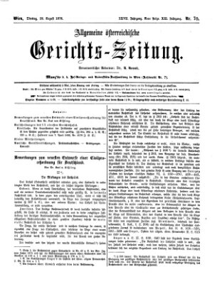 Allgemeine österreichische Gerichts-Zeitung Dienstag 29. August 1876