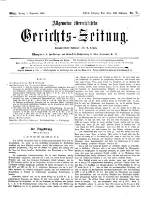 Allgemeine österreichische Gerichts-Zeitung Freitag 1. September 1876